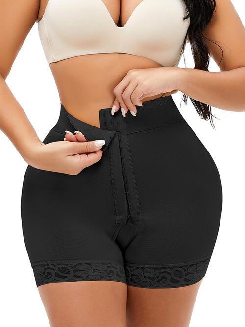 Full Size Lace Detail Hook-and-Eye Shaping Shorts - Flyclothing LLC