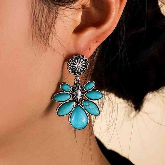 Artificial Turquoise Flower Earrings - Flyclothing LLC