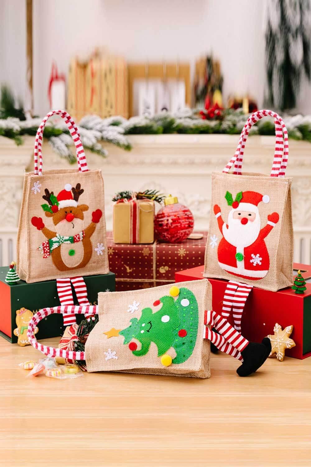 4-Pack Christmas Gnome Graphic Striped Gift Bag - Flyclothing LLC