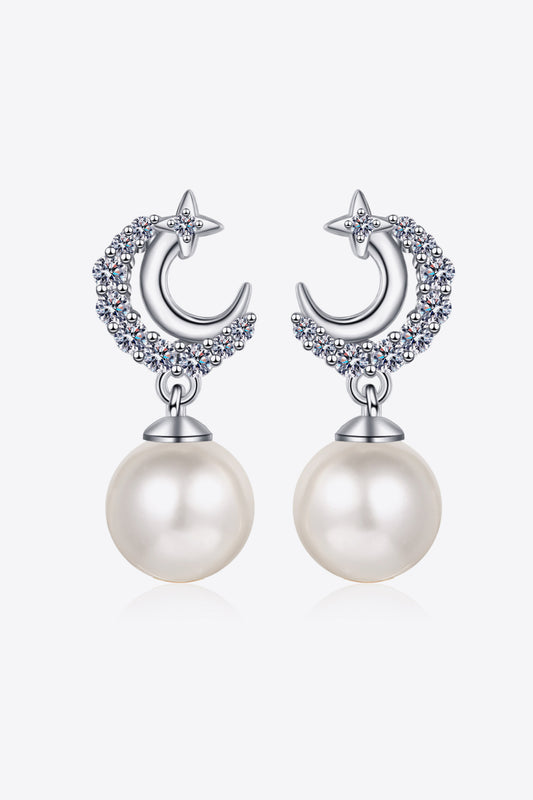 Moissanite Pearl Drop Earrings - Flyclothing LLC