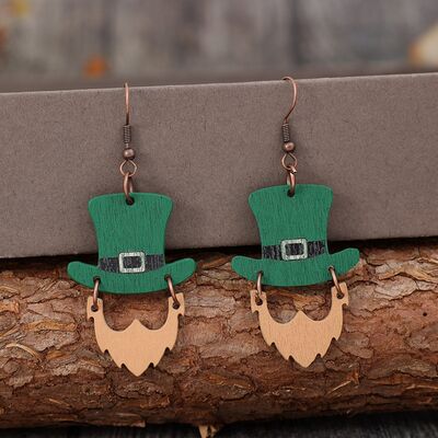 Wooden Hat Shape Dangle Earrings - Flyclothing LLC