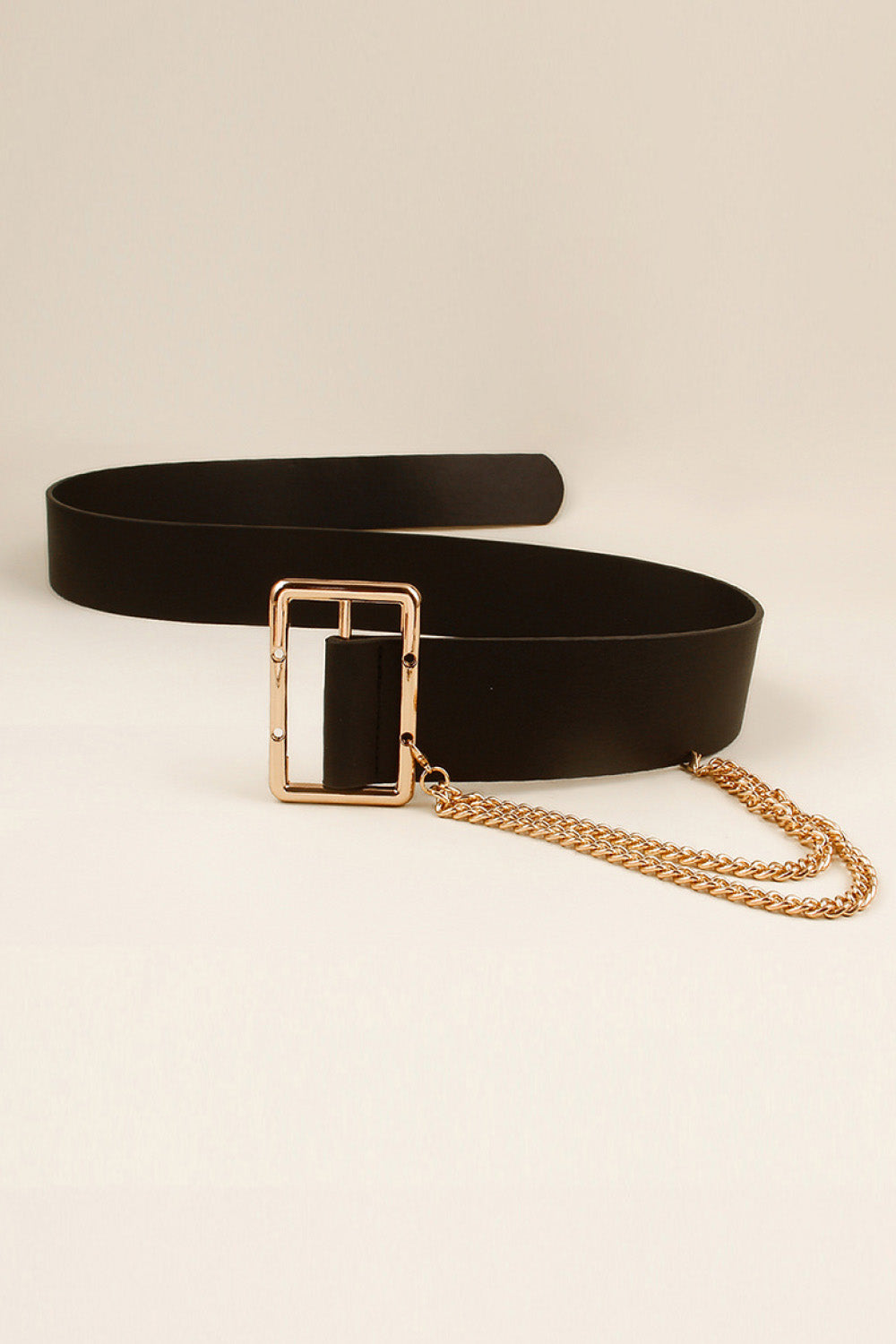 PU Leather Wide Belt with Chain - Flyclothing LLC