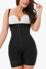 Full Size Zip Up Under-Bust Shaping Bodysuit - Trendsi