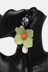 Bloosm Flower and Teardrop Resin Dangle Earrings - Flyclothing LLC