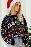 Christmas Print Crewneck Dropped Shoulder Sweater - Flyclothing LLC