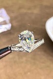 925 Sterling Silver Teardrop Moissanite Ring - Flyclothing LLC