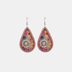 Floral Wood Teardrop Earrings - Flyclothing LLC