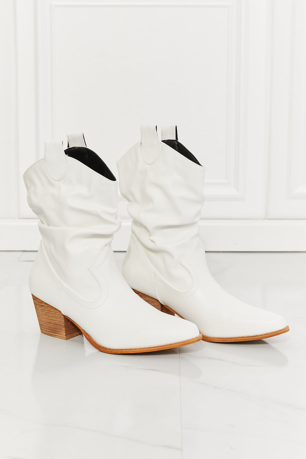 MMShoes Better in Texas Scrunch Cowboy Boots in White - Flyclothing LLC