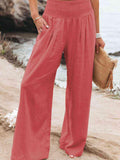 Full Size Smocked Waist Wide Leg Pants - Trendsi