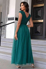 Sequin V-Neck Mesh Maxi Dress - Flyclothing LLC