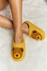 Melody Teddy Bear Print Plush Slide Slippers - Flyclothing LLC