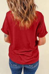 Round Neck Cuffed Short Sleeve Tee - Flyclothing LLC