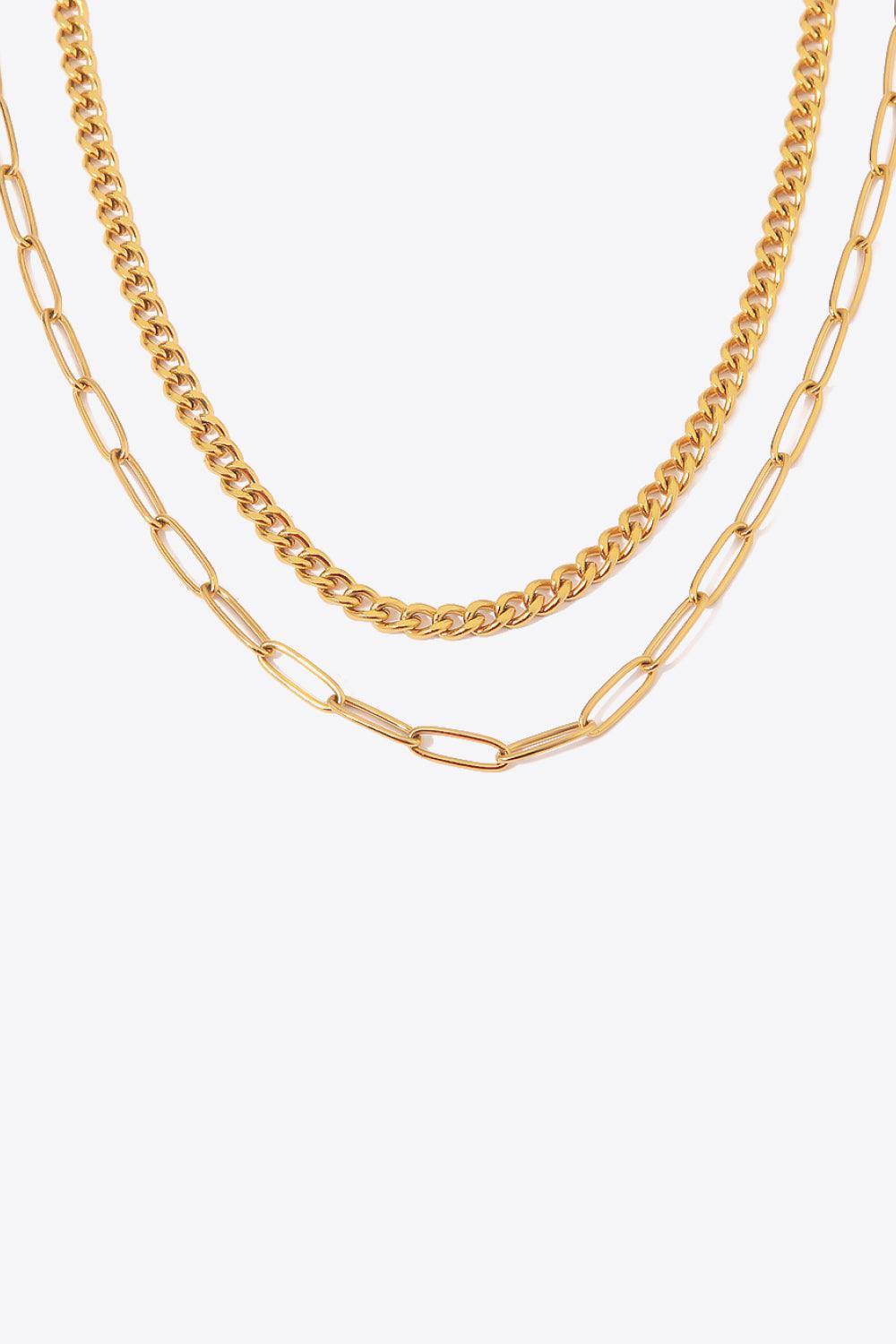 18K Gold Plated Layered Chain Necklace - Trendsi