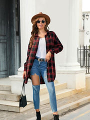 Plaid Button Up Dropped Shoulder Shirt - Flyclothing LLC