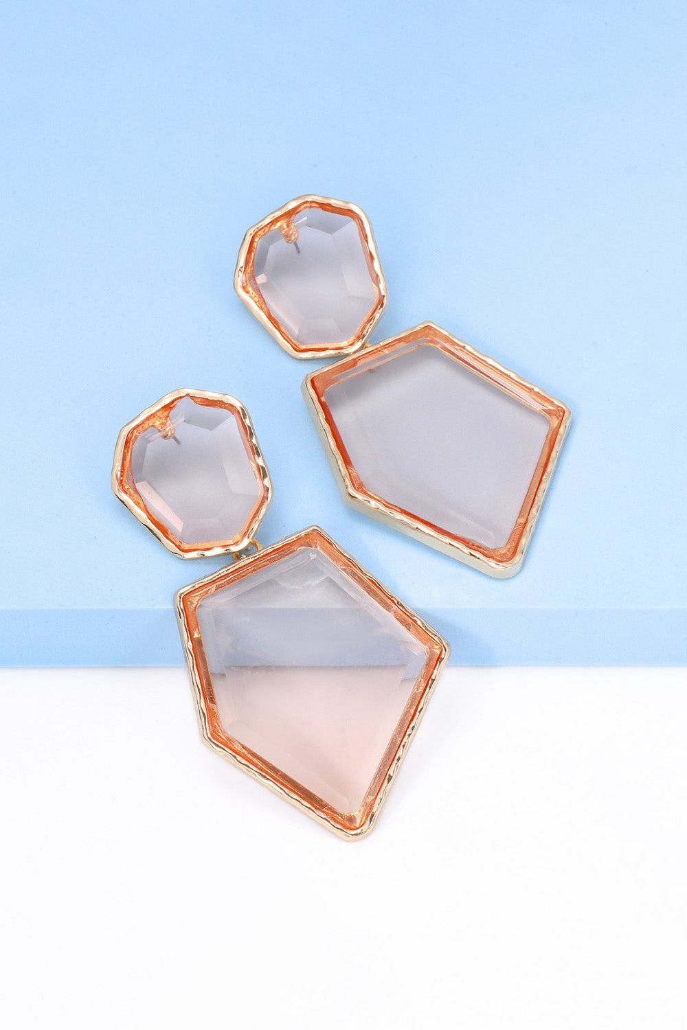 Geometrical Shape Zinc Alloy Frame Resin Dangle Earrings - Flyclothing LLC