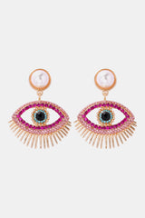 Evil Eye Shape Rhinestone Zinc Alloy Synthetic Dangle Earrings - Flyclothing LLC