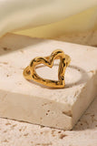 18K Gold Plated Heart-Shaped Ring - Trendsi