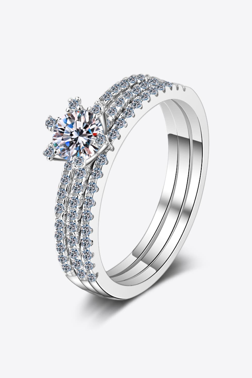 Moissanite 925 Sterling Silver Ring Set - Flyclothing LLC