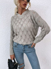 Openwork Cutout Dropped Shoulder Sweater - Flyclothing LLC