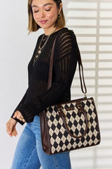 David Jones Argyle Pattern PU Leather Handbag - Trendsi