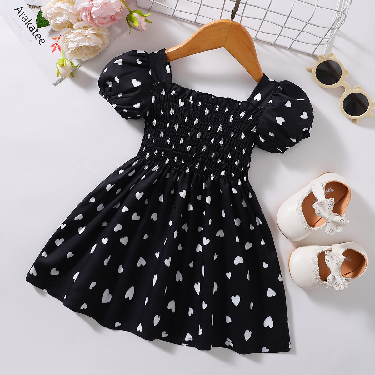 Smocked Dress - Black - Kids