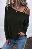 Asymmetrical Neck Long Sleeve Top - Trendsi