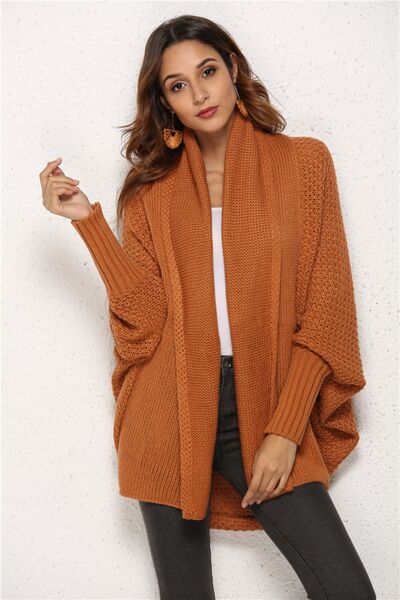 Open Front Batwing Sleeve Cardigan - Flyclothing LLC