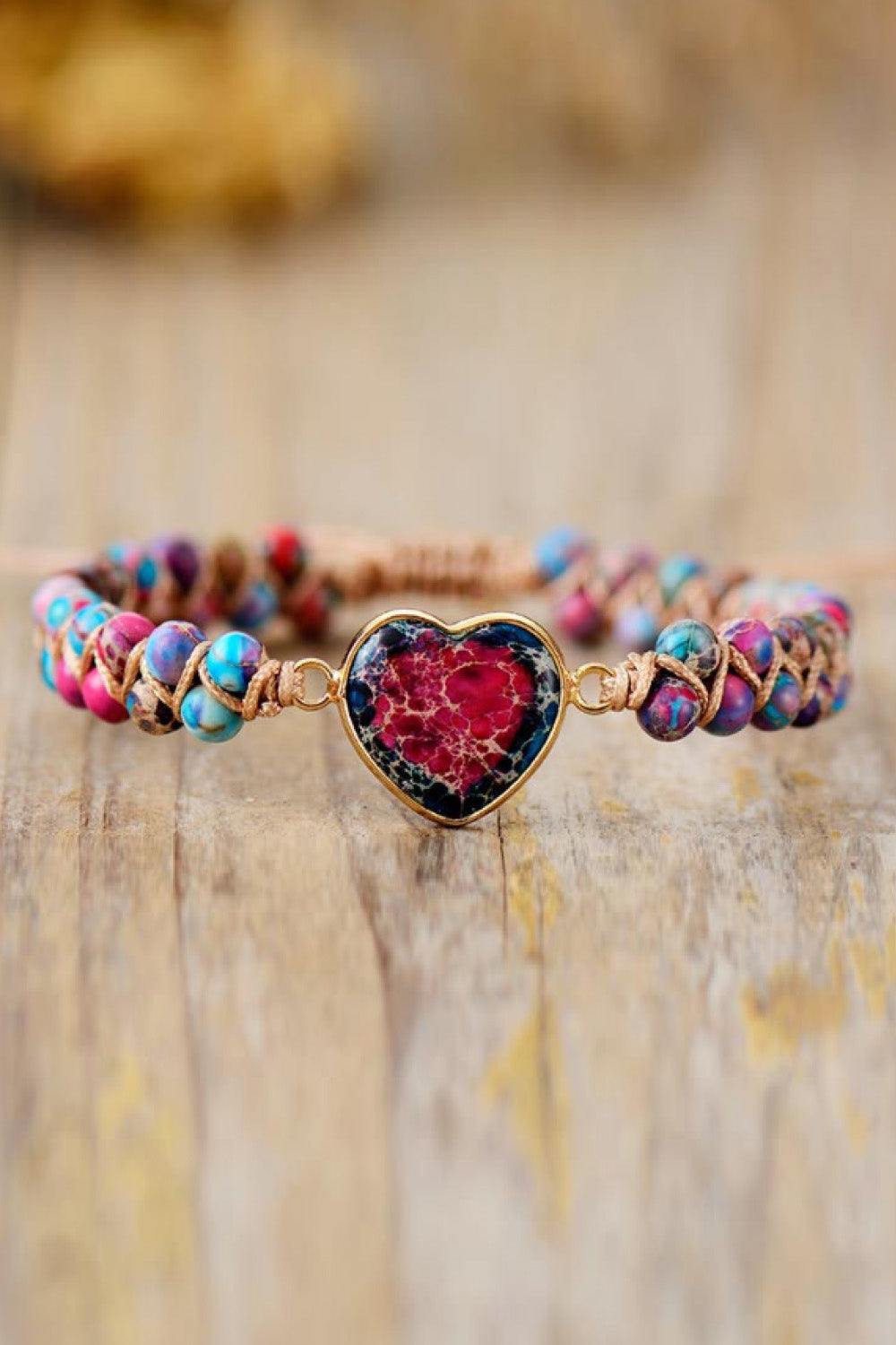 Handmade Heart Shape Natural Stone Bracelet - Flyclothing LLC