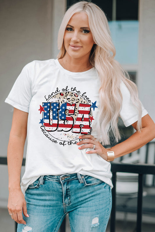 USA Graphic Round Neck Tee - Flyclothing LLC