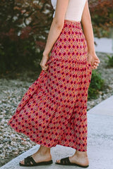 Geometric Elastic Waist Tiered Skirt - Flyclothing LLC