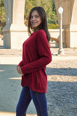 Basic Bae Full Size Ribbed Round Neck Long Sleeve Knit Top - Flyclothing LLC