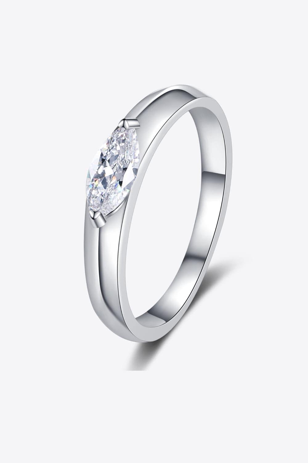 Moissanite Rhodium-Plated Ring - Flyclothing LLC