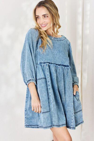 HEYSON Full Size Oversized Denim Babydoll Dress - Flyclothing LLC