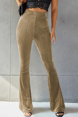 Ribbed High Waist Flare Pants - Flyclothing LLC