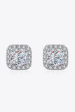 925 Sterling Silver Inlaid 2 Carat Moissanite Square Stud Earrings - Flyclothing LLC