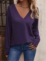 V-Neck Long Sleeve Top - Flyclothing LLC