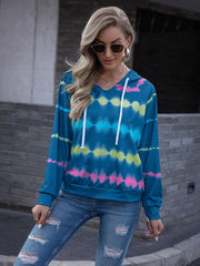 Tie Dye Raglan Sleeve Hoodie - Trendsi