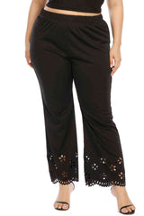 Plus Size Openwork Detail Pants - Flyclothing LLC