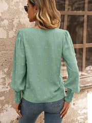 Swiss Dot Lace Detail Blouse - Flyclothing LLC