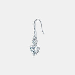 5.44 Carat 925 Sterling Silver Moissanite Heart Drop Earrings - Flyclothing LLC