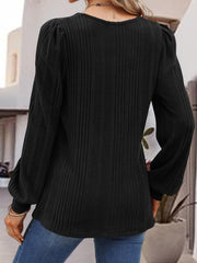 Square Neck Long Sleeve Top - Flyclothing LLC