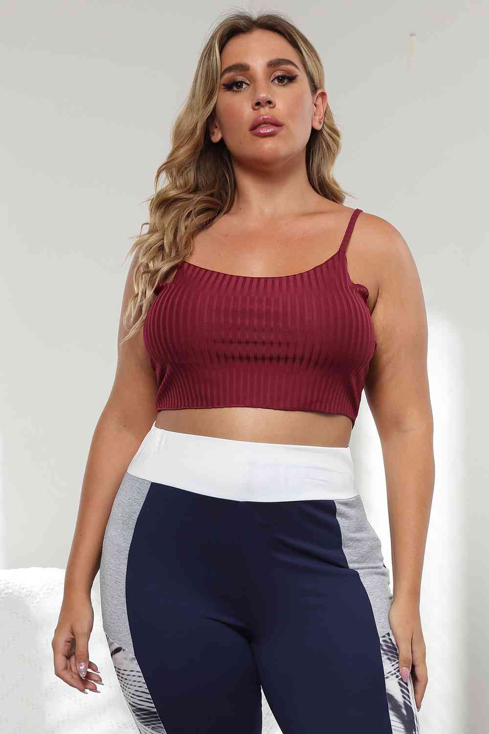 Plus Size Ribbed Spaghetti StrapTop - Flyclothing LLC