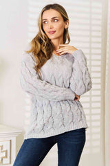 Woven Right Cable-Knit Hooded Sweater - Flyclothing LLC