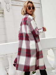 Plaid Longline Shirt Jacket - Flyclothing LLC