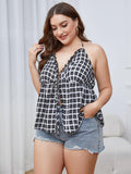 Plus Size Plaid Halter Neck Cami - Flyclothing LLC