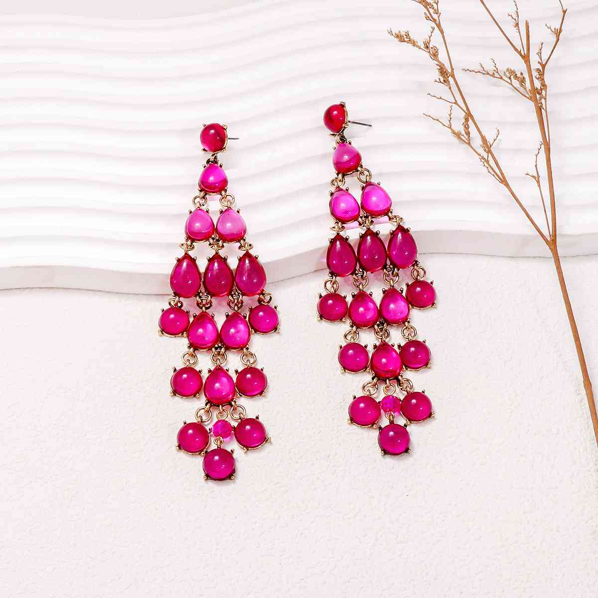 Alloy & Rhinestone Teardrop Earrings - Flyclothing LLC