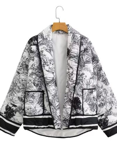 Printed Long Sleeve Winter Coat with Pockets – Flyclothing LLC