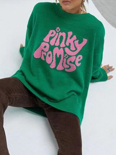 PINKY PROMISE Round Neck Sweater - Flyclothing LLC