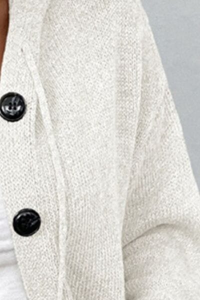 Drawstring Button Up Hooded Cardigan - Trendsi