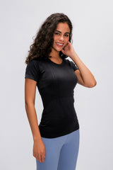 Round Neck Short Sleeve Active T-Shirt - Flyclothing LLC